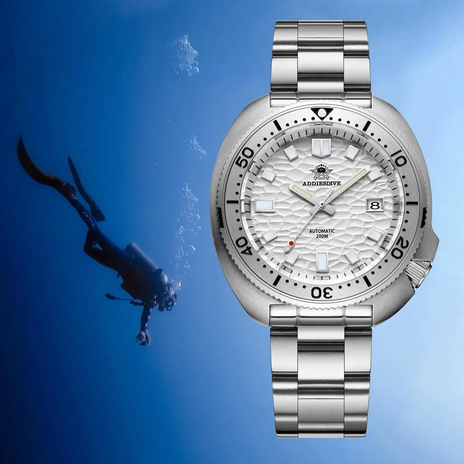 U.S. Warehouse -ADDIESDIVE®Turtle White Automatic Dive Watch 1970 Captain Willard Homage ( AD2117) - Image 7