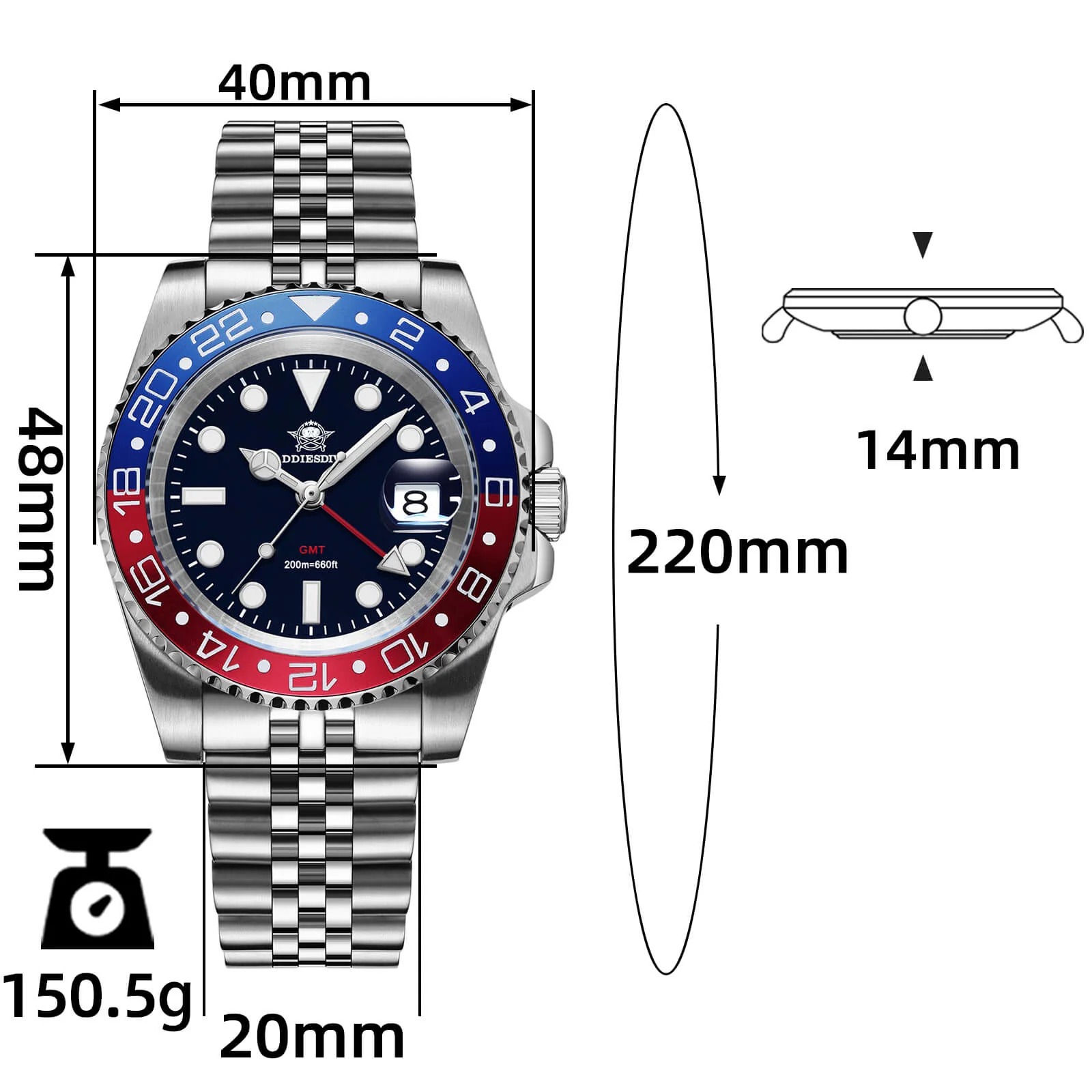 U.S. Warehouse -ADDIESDIVE Water Ghost Luxury Dive Watch GMT Quartz Watch AD2050-with Calendar - Image 15